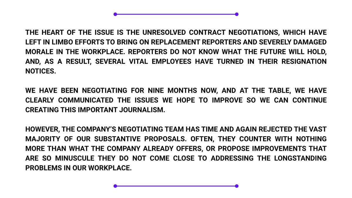 SightlineUnion's tweet image. Two weeks ago, we sent our CEO Michael Reinstein this letter asking him to come to the table to negotiate directly with us. We received no response, so are releasing it publicly. We renew our call for direct negotiations with our CEO to produce a fair and equitable contract. 1/2