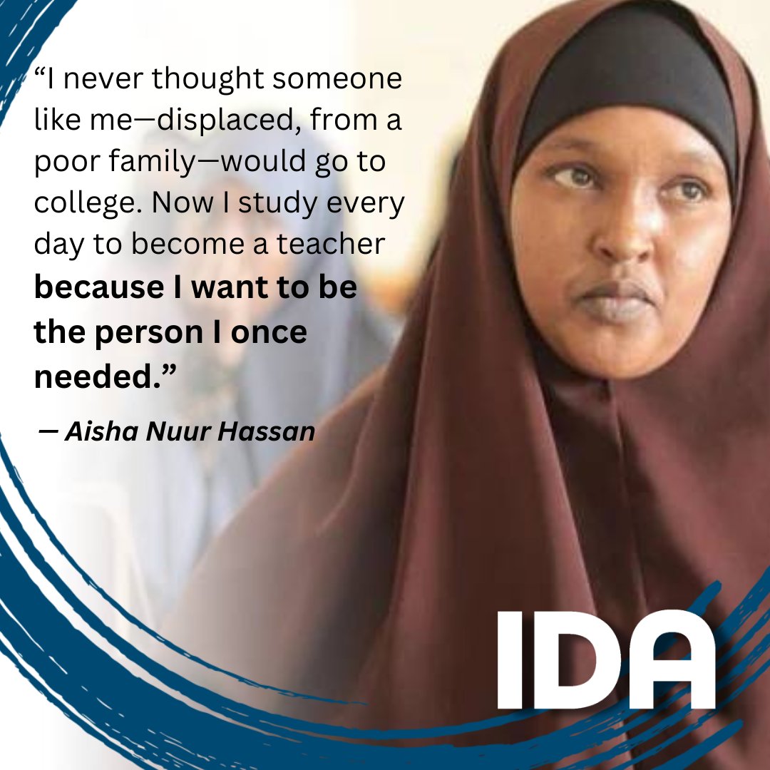 WBG_IDA's tweet image. Aisha fled her home due to climate shocks. Today, she’s studying education in Mogadishu as one of 2,278 Somali girls empowered through the Rajo Kaaba scholarship project.
Learn more about this @WBG_IDA-supported initiative: wrld.bg/KrK850Wrva6
#IDAworks
