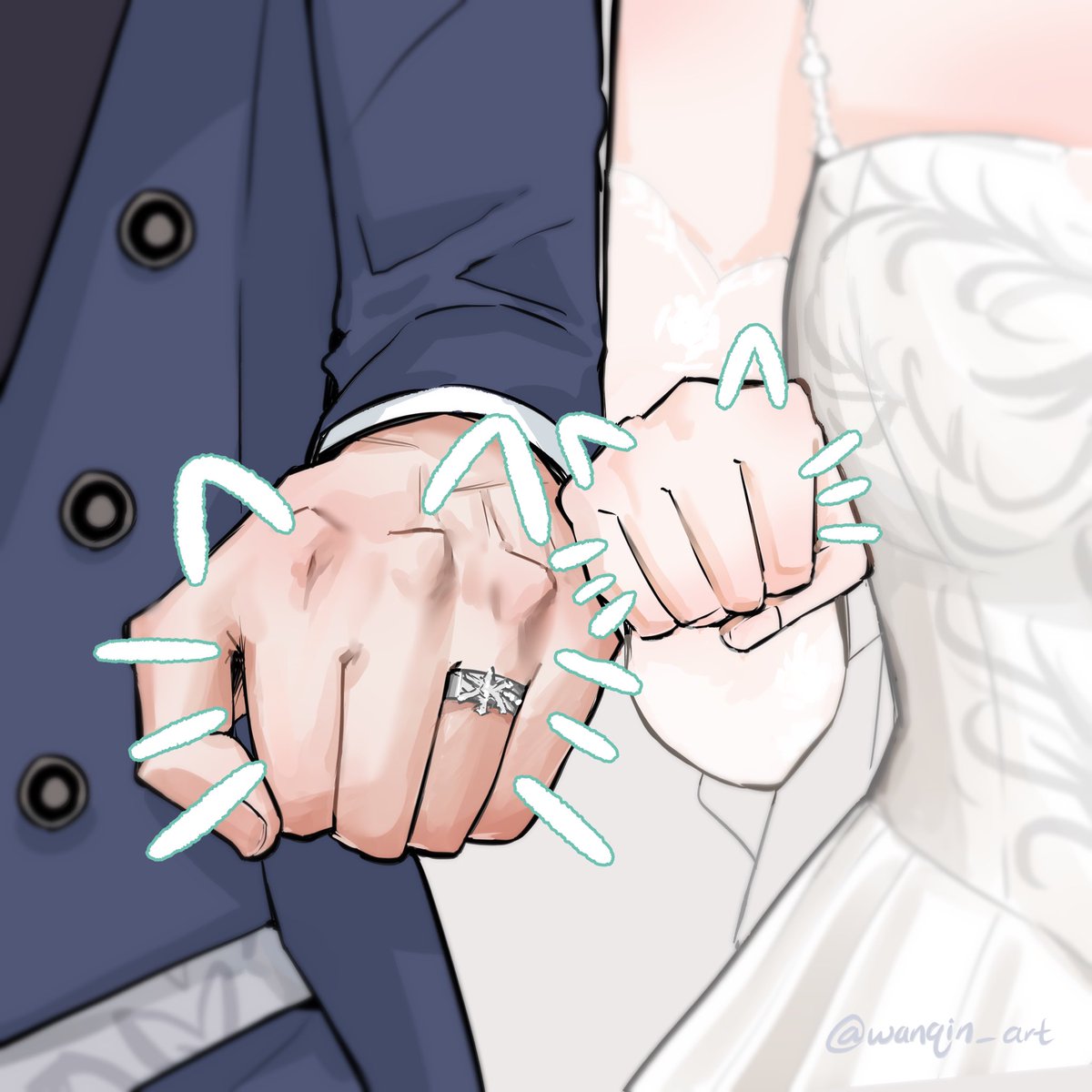 wanqinart's tweet image. 大貓與小貓🐱
備註:主控不是沒有💍而是戴在左手哦🙈
希望有時間能畫全員這個系列🙈🙈🙈
#黎深 #zayne #レイ #이서언 #戀與深空 #loveanddeepspace #恋と深空 #러브앤딥스페이스 #wanqinart #恋と深空二次創作 #wedding