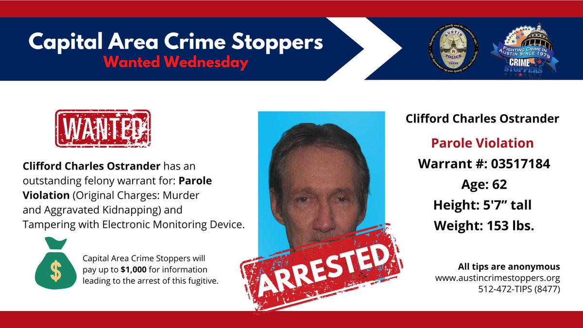 Austin_Police's tweet image. On Saturday, July 19, 2025, Clifford Charles Ostrander was arrested in the David sector.
---
El sábado 19 de julio de 2025, Clifford Charles Ostrander fue arrestado en el sector David.