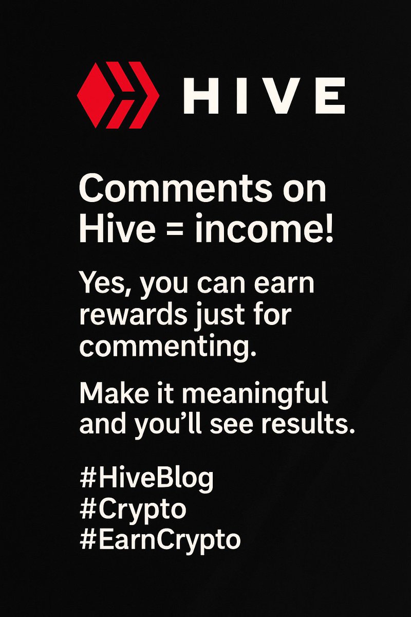 Bhattg18's tweet image. Comments on Hive = income! Yes, you can earn rewards just for commenting. Make it meaningful and you’ll see results. #HiveBlog #Crypto #EarnCrypto #hive #money