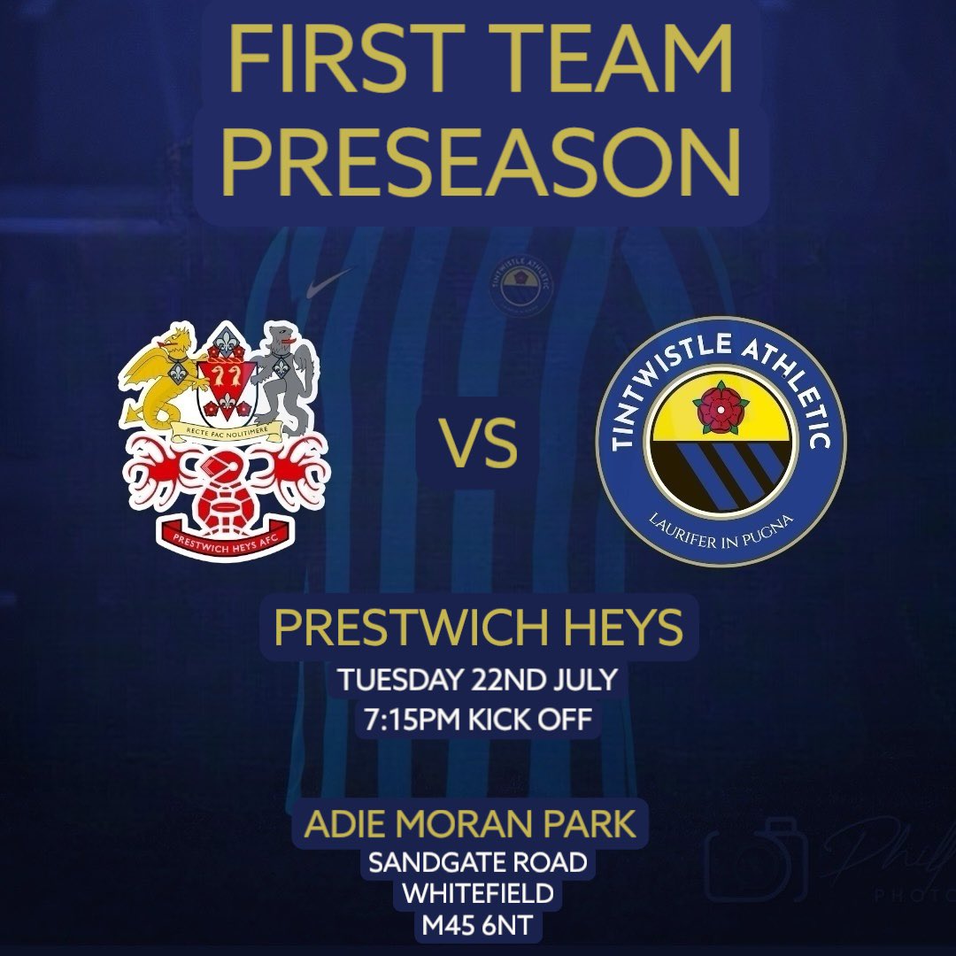 Tintwistle Athletic First Team (@tafc_firsts) on Twitter photo ๐ตโซ๏ธ ๐๐๐-๐๐๐ผ๐๐๐ โซ๏ธ๐ต
๐๐ญ๐ก ๐
๐ข๐ฑ๐ญ๐ฎ๐ซ๐
Another great fixture to look forward to as we head over to Prestwich tomorrow night.
๐ <a href="/PrestwichHeysFC/">Prestwich Heys</a>
๐๏ธ Adie Moran Park
๐ Sandgate Road - M45 6NT
๐
22/07/25
โฐ 7:15pm Kick Off
#JoinTheJourney #UpTheTics ๐๐ค ๐ตโซ๏ธ ๐๐๐-๐๐๐ผ๐๐๐ โซ๏ธ๐ต
๐๐ญ๐ก ๐
๐ข๐ฑ๐ญ๐ฎ๐ซ๐
Another great fixture to look forward to as we head over to Prestwich tomorrow night.
๐ <a href="/PrestwichHeysFC/">Prestwich Heys</a>
๐๏ธ Adie Moran Park
๐ Sandgate Road - M45 6NT
๐
22/07/25
โฐ 7:15pm Kick Off
#JoinTheJourney #UpTheTics ๐๐ค