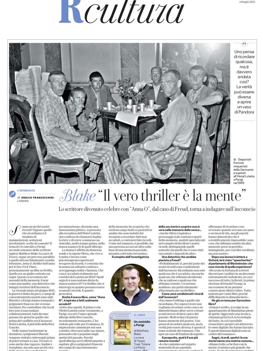 Matthew Blake (@matthew__blake) on Twitter photo So thrilled to be interviewed about #AMurderinParis in <a href="/Lareppublica_/">La Repubblica Ufficiale</a>. The book is out now in Italy and published by the wonderful <a href="/lanavediteseoed/">La nave di Teseo</a>! So thrilled to be interviewed about #AMurderinParis in <a href="/Lareppublica_/">La Repubblica Ufficiale</a>. The book is out now in Italy and published by the wonderful <a href="/lanavediteseoed/">La nave di Teseo</a>!