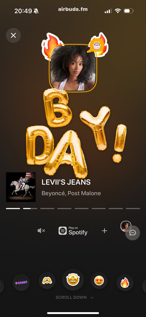 AirbudsWidget's tweet image. Did you know about the birthday feature on airbuds?
🎈: get a special balloon display around your pfp and music for the day
💿: receive a message and birthday themed song (i hope it’s this one)