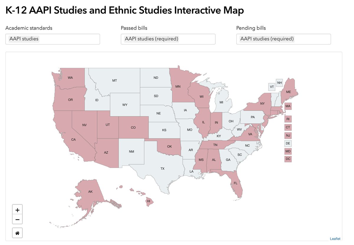 AAPI history is American history. Curious about the AAPI studies curriculum standards in your area? Check out this interactive map and filter among academic standards, bills that have passed into law, and pending bills in your state: tinyurl.com/yvwf9hzk