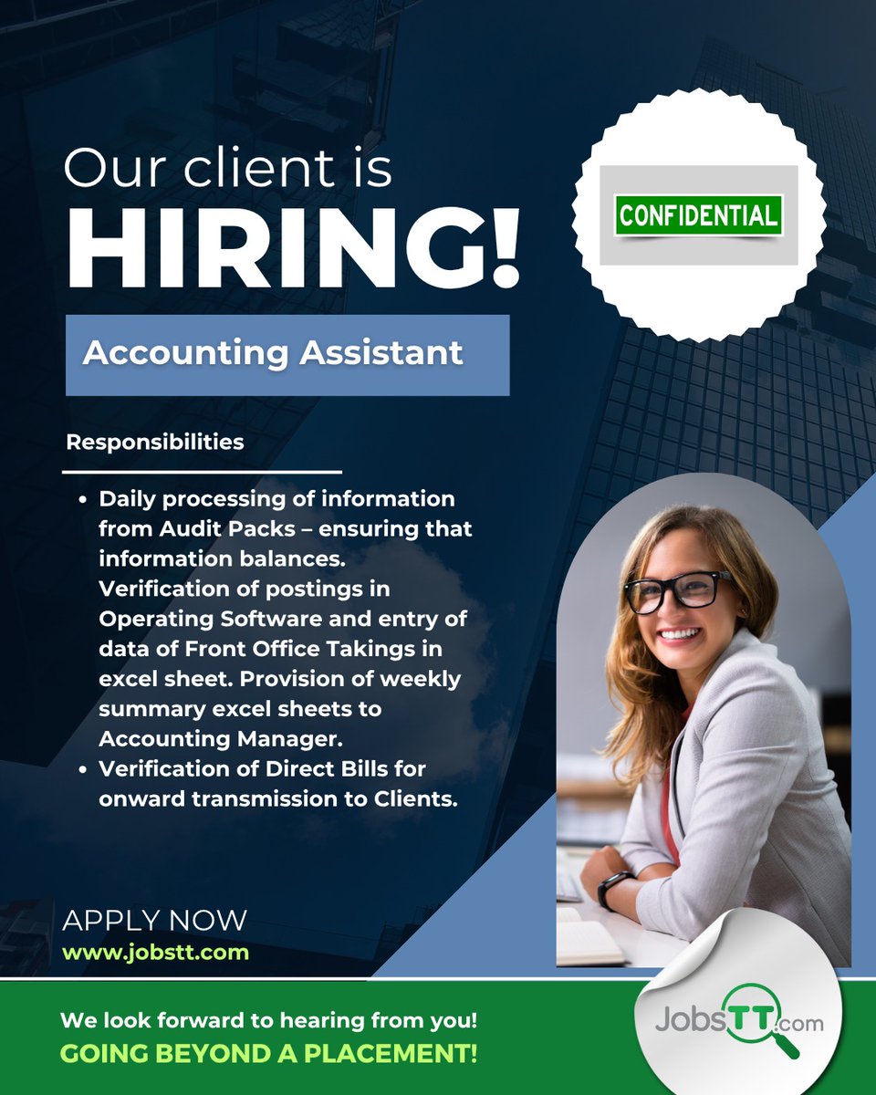 JobsTandT's tweet photo. ▶Accounting Assistant
Get more details: https://t.co/KmuRAalVkj
... https://t.co/Ne7dbGHMnZ