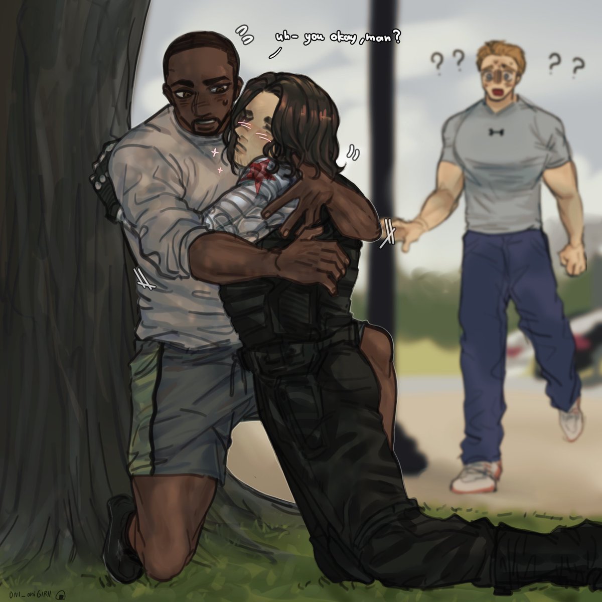 ONI_oniGIRII's tweet photo. Met a real weirdo on my run today… #sambucky #buckysam https://t.co/Youon14cHe