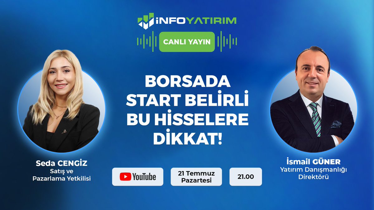 İnfo Yatırım Menkul Değerler (@infoyatirim) on Twitter photo YouTube kanalımızda bu akşam Yatırım Danışmanlığı Direktörümüz İsmail Güner <a href="/ismaillguner/">İsmail Güner</a> , Satış ve Pazarlama Yetkilimiz Seda Cengiz <a href="/sdacengiz3/">Seda Cengiz</a> moderatörlüğünde Borsa İstanbul'daki son gelişmeler hakkında konuşacak.
21.00'daki canlı yayın için:
youtube.com/live/4Kj9WMijR… YouTube kanalımızda bu akşam Yatırım Danışmanlığı Direktörümüz İsmail Güner <a href="/ismaillguner/">İsmail Güner</a> , Satış ve Pazarlama Yetkilimiz Seda Cengiz <a href="/sdacengiz3/">Seda Cengiz</a> moderatörlüğünde Borsa İstanbul'daki son gelişmeler hakkında konuşacak.
21.00'daki canlı yayın için:
youtube.com/live/4Kj9WMijR…