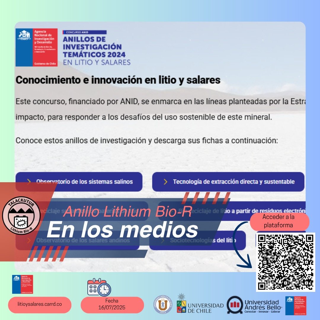 Lithium_rucn's tweet image. ¡Ya estamos en la plataforma oficial sobre Litio y Salares de ANID! Una vitrina digital donde puedes conocer los 10 proyectos seleccionados en el Concurso Anillos Temáticos 2024, impulsado como parte de la Estrategia Nacional del Litio. Accede a la plataforma escaneando el QR