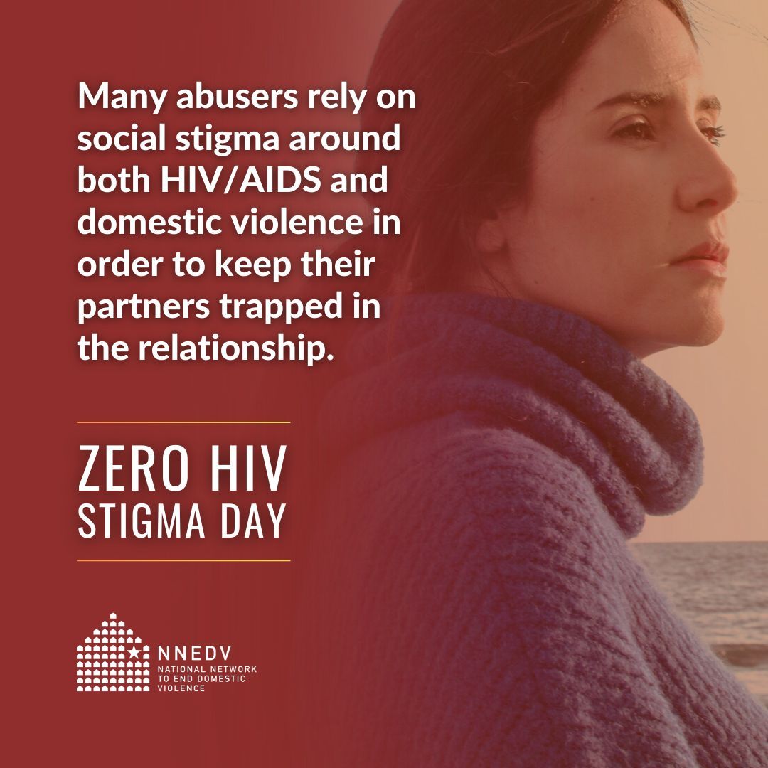 nnedv's tweet image. Today is #ZeroHIVStigmaDay. ❤️ Some abusers intentionally transmit HIV to partners, relying on social stigma to keep them trapped. This isn't okay — victims deserve resources & support.
Learn more about the overlap of DV & HIV and our work to address it: buff.ly/pUMJXHp