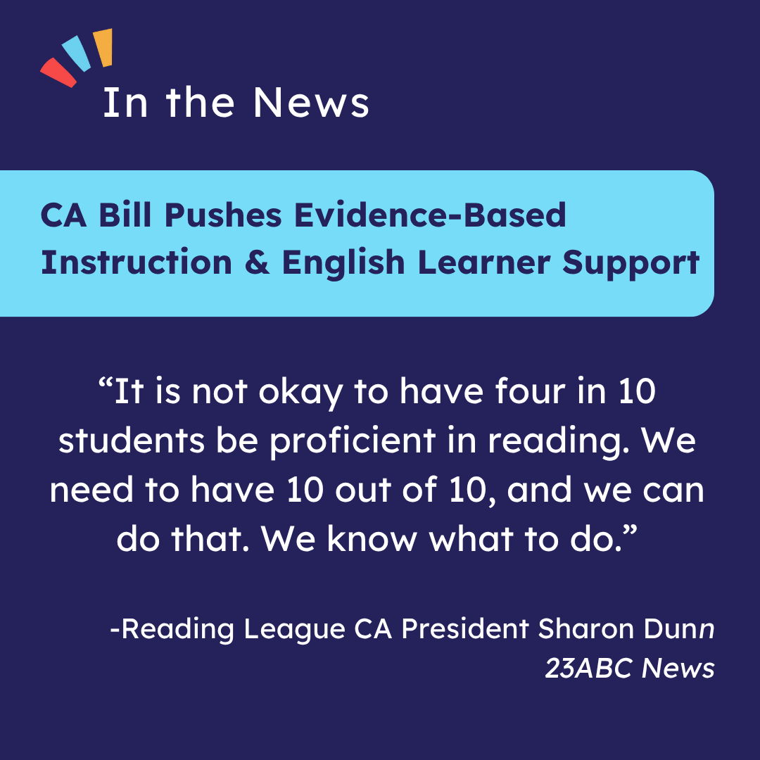 EdVoice (@edvoice) on Twitter photo <a href="/ReadingLeagueCA/">The Reading League California</a> President Sharon Dunn recently spoke to <a href="/23ABCNews/">23ABC News</a> about #AB1454 - the evidence-based reading bill championed by EdVoice. The bill will be heard by the Senate Appropriations Committee on August 18.
Learn more: californiakidsread.org <a href="/ReadingLeagueCA/">The Reading League California</a> President Sharon Dunn recently spoke to <a href="/23ABCNews/">23ABC News</a> about #AB1454 - the evidence-based reading bill championed by EdVoice. The bill will be heard by the Senate Appropriations Committee on August 18.
Learn more: californiakidsread.org