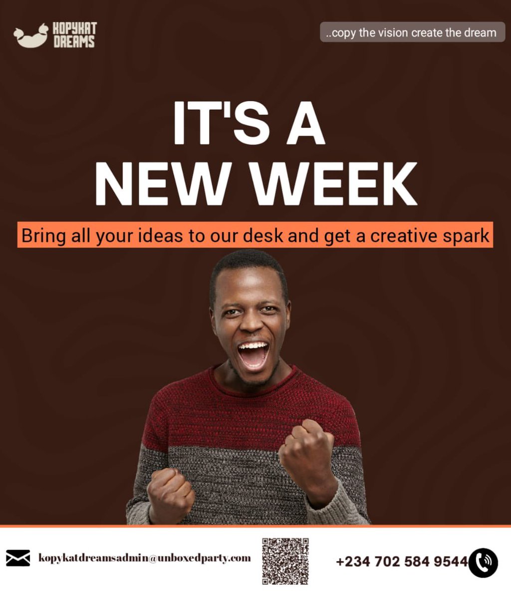KopykatD's tweet image. Happy new week from kopykat dreams.
Contact us today and see all your ideas turn into a big reality.