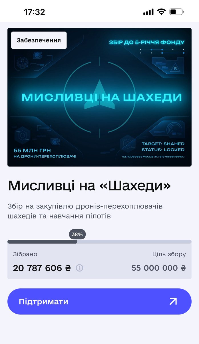 serhiyprytula's tweet image. 20,7/55
Глобально йдемо по збору дуже добре, але є дисбаланс по донатах від юросіб та фізосіб.
Ми будемо вдячні за ваших 5, 55, 555, 5555 грн на «Мисливців на шахеди» - збір з нагоди 5-річчя фонду.
Банка: send.monobank.ua/jar/8s2Jxy9Lit
Волонтерська карта - 5168 7420 6353 7207
PayPal -…