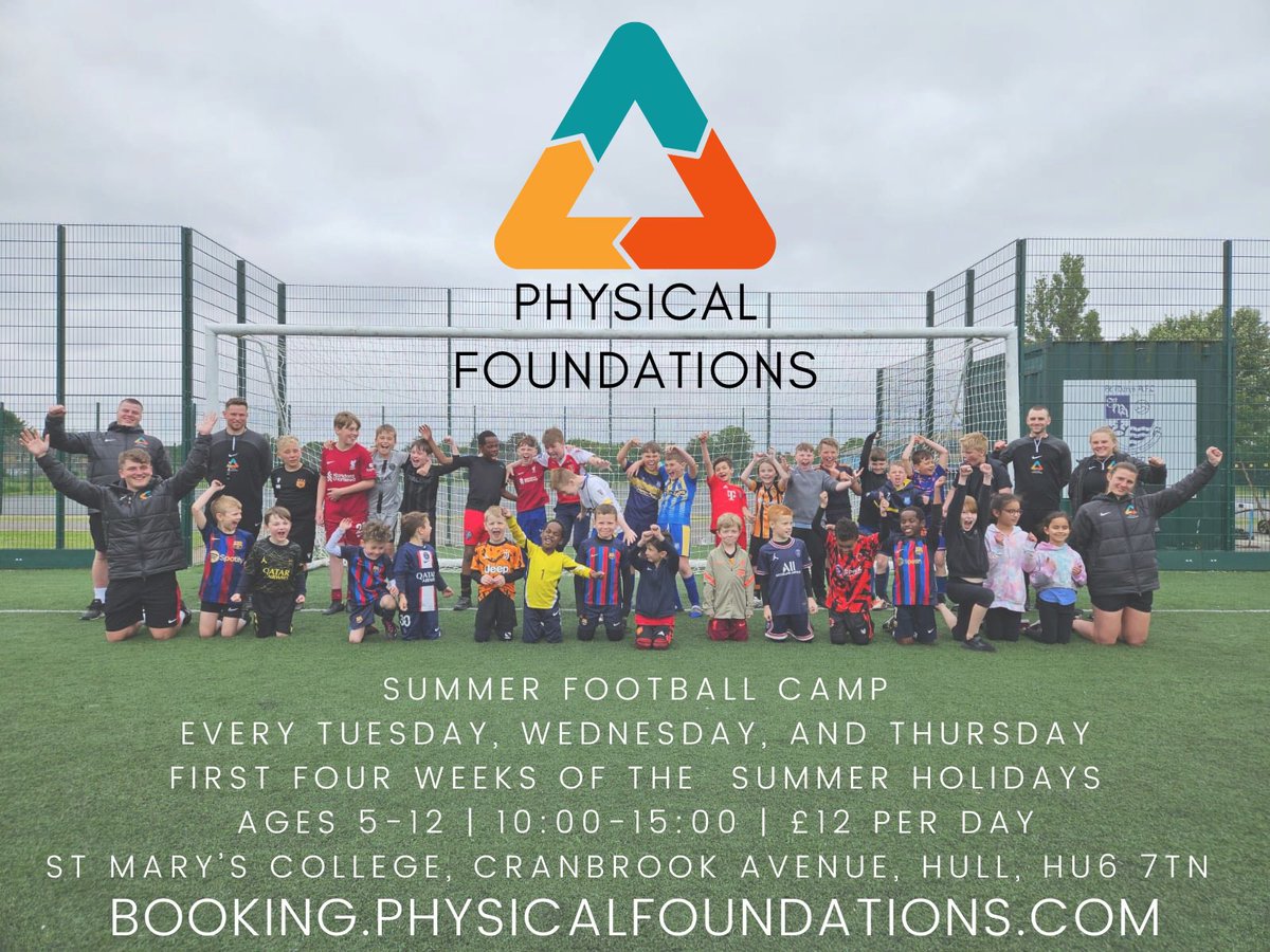 PhysFoundations's tweet photo. ⚽ Our Football Camps kick off TOMORROW! ☀️🔥
We’re buzzing to get started &amp; there’s still time to join the action 🙌

📍Fun, friends &amp; football all summer long!
📲 Book now: https://t.co/H2AfchQlKY

#FootballCamp #SummerVibes #LetsGo https://t.co/KghLdC4s2q