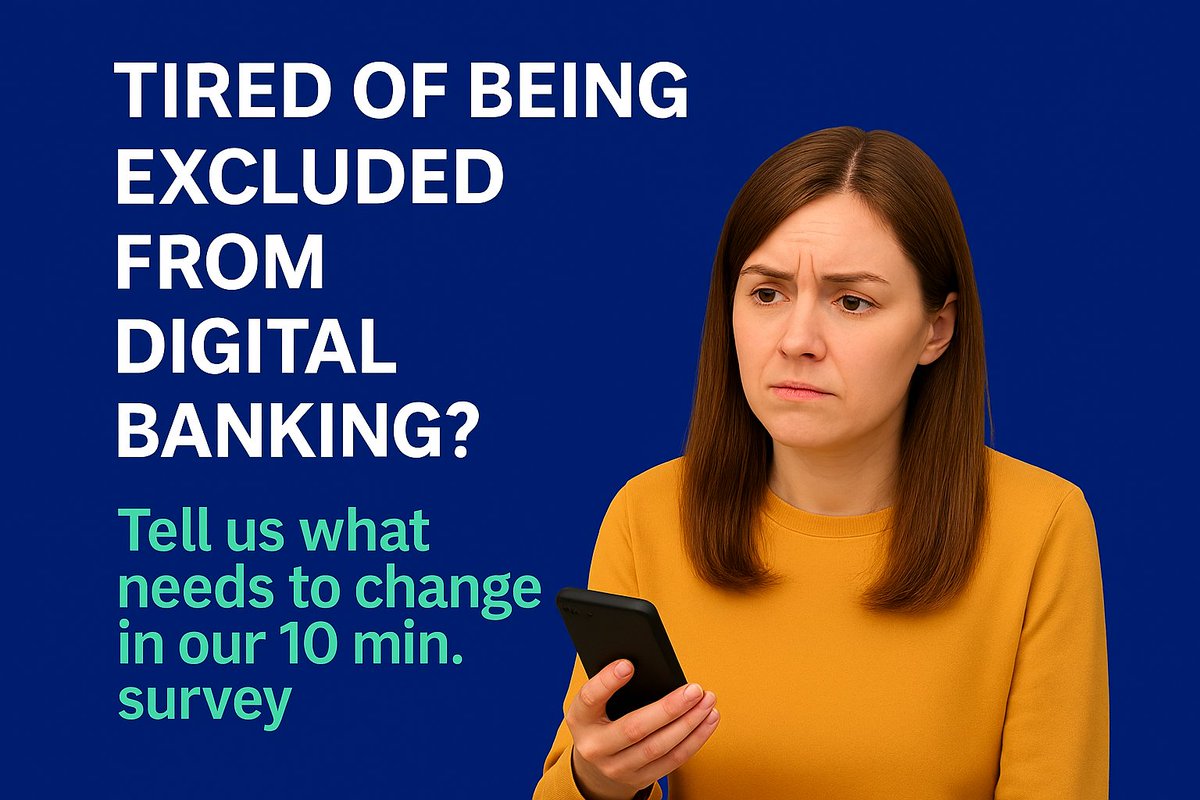 Tuesday’s here. Ready to fix something?

💬 Share your experience with digital banking
📝 10–15 min survey
🎁 Free 1-year BankAbility app sub for first 100
🎉 Win 1 of 5 x £25 Amazon vouchers

👉 bit.ly/BankAbilitySur…

#AccessibilityMatters #BankAbility #CoCreateWithUs #A11y