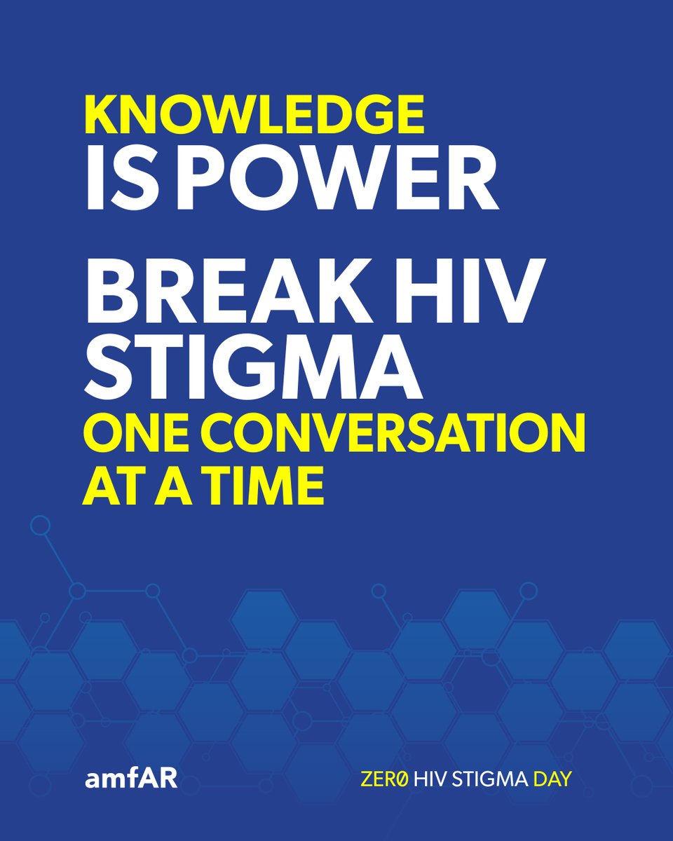 amfAR's tweet image. HIV, like the flu or a cold, is caused by a virus—but only HIV carries a stigma. This Zero HIV Stigma Day, let’s break it one conversation at a time. Learn more and find testing resources at amfar.org.