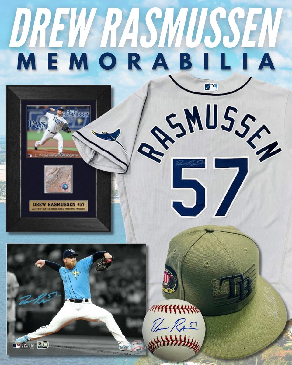 TheBayRepublic's tweet image. It’s Memorabilia Monday! Score authentic game-used and team-issued memorabilia from All-Star, Drew Rasmussen!
From autographed jerseys to signed baseballs, get your hands on exclusive items from all your favorite Rays players.