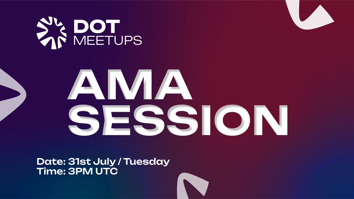 It’s AMA time again!
Join us for the Summer Edition of the <a href="/Polkadot/">Polkadot</a> Meetup Bounty AMA 🎙️
📅 Date: 31st July 2025
⏰ Time: 3 PM UTC
🔗 Add to Calendar: calendar.app.google/2bJVttWBVrDLMe…
💬 Ask questions, get updates, and connect with fellow community builders!