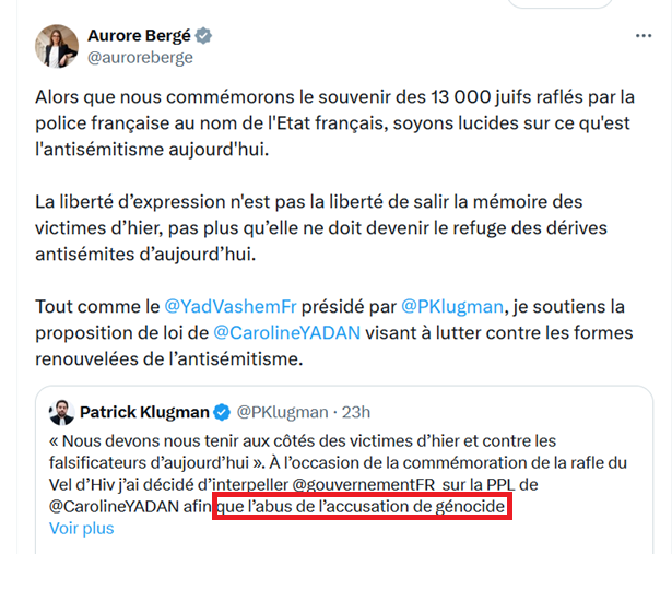 CharliesIngalls's tweet image. 🇵🇸 Pour mettre fin au génocide à #Gaza, Aurore Bergé et Caroline Yadan veulent une loi interdisant d'utiliser le mot. C'était tellement simple en fait. Pourquoi personne n'y a-t-on pas pensé avant !
=====
N'oubliez pas de suivre ce compte @CharliesIngalls pour plus…