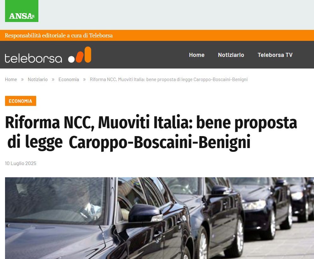 AndreaGiuricin's tweet image. Ottimo!
La maggioranza si è mossa nella mia direzione di proposta di riforma di #taxi e #NCC con la proposta #Caroppo.
Muoviti Italia serve anche a questo: aggregare per un miglioramento del settore!
E ora stanno arrivando nuovi firmatari!