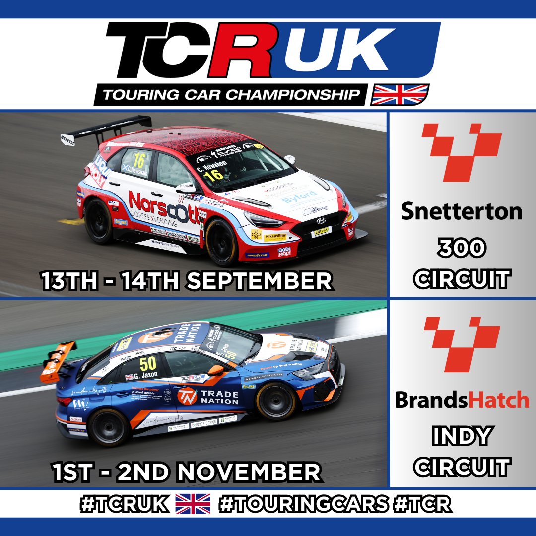 📅  FOUR ROUNDS TO GO  📅

We have four rounds left to go in the 2025 TCR UK season before we crown this year's champion.

Plenty of time to get your tickets and join us for an exciting end to the season.

Tickets ⬇️

💻: tcr-uk.co.uk/2025-calendar/

#TCRUK 🇬🇧 #TouringCars #TCR