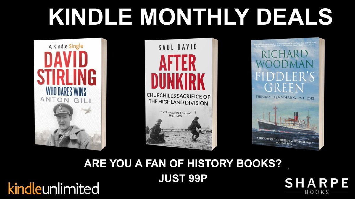 SharpeBooks's tweet image. #KindleMonthlyDeals
Just 99p
Are you a fan of history books?
David Stirling: Who Dares Wins, by Anton Gill
amazon.co.uk/David-Stirling…
After Dunkirk, by @sauldavid66
amazon.co.uk/After-Dunkirk-…
Fiddler's Green, by Richard Woodman
amazon.co.uk/Fiddlers-Green…
#historybooks #historylovers