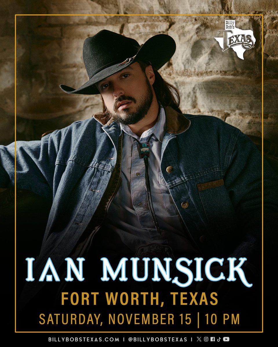 BillyBobsTexas's tweet image. JUST ANNOUNCED 🤠
@IanMunsick is headed to the World's Largest Honky Tonk on Saturday, November 15.
Tickets go on sale THIS FRIDAY at 10 AM CST!