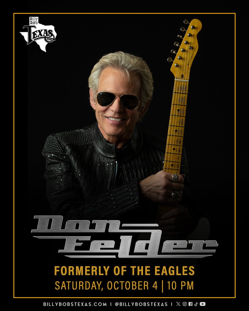BillyBobsTexas's tweet image. JUST ANNOUNCED 😎
@donfelder is headed to the World's Largest Honky Tonk on Saturday, October 4.
Tickets go on sale THIS FRIDAY at 10 AM CST!