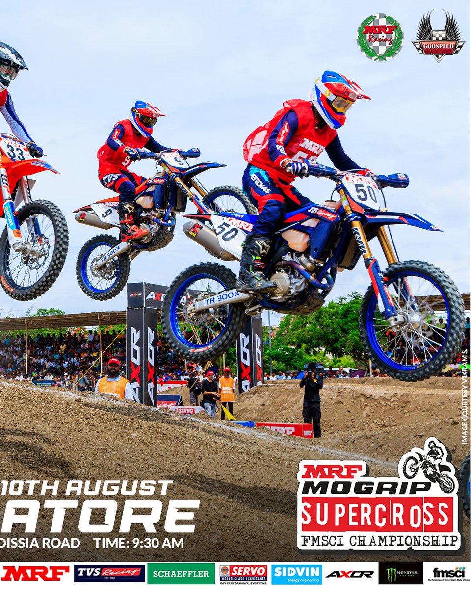 🏍️ Supercross Madness Hits Coimbatore!

 MRF MOGRIP FMSCI SUPERCROSS – Round 2

📍 Park Grounds, Codissia Road
📅 10th August | 🕘 9:30 AM

Feel the speed. Live the action. 🏁

#MRFMogrip #SupercrossIndia #TVSRacing #FMSCI #MotocrossMadness