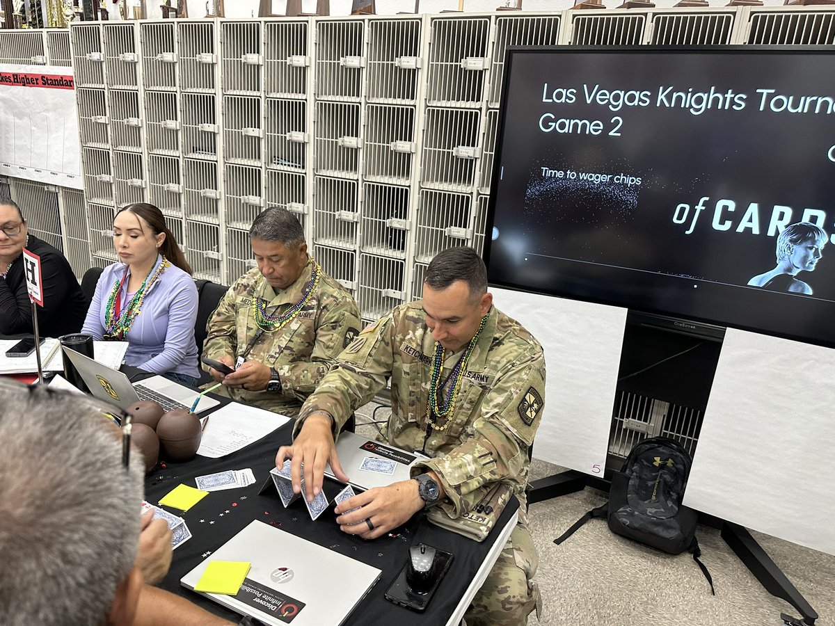 Brenda Terrazas (@bre_terrazas) on Twitter photo Great Monday morning at our Las Vegas Knights Tournament. Today our teams were challenged to build the tallest house of cards. 🃏
Congrats to our winners the CTE department 👏🏻 💪 🏰
<a href="/HanksGutierrez/">Danny Gutierrez</a> <a href="/HHSCarrasco/">Christian I. Carrasco, M. Ed.</a> <a href="/DBumpas/">David Bumpas</a> <a href="/fabyarras/">Fabiola Ruiz-Arras</a> Great Monday morning at our Las Vegas Knights Tournament. Today our teams were challenged to build the tallest house of cards. 🃏
Congrats to our winners the CTE department 👏🏻 💪 🏰
<a href="/HanksGutierrez/">Danny Gutierrez</a> <a href="/HHSCarrasco/">Christian I. Carrasco, M. Ed.</a> <a href="/DBumpas/">David Bumpas</a> <a href="/fabyarras/">Fabiola Ruiz-Arras</a>