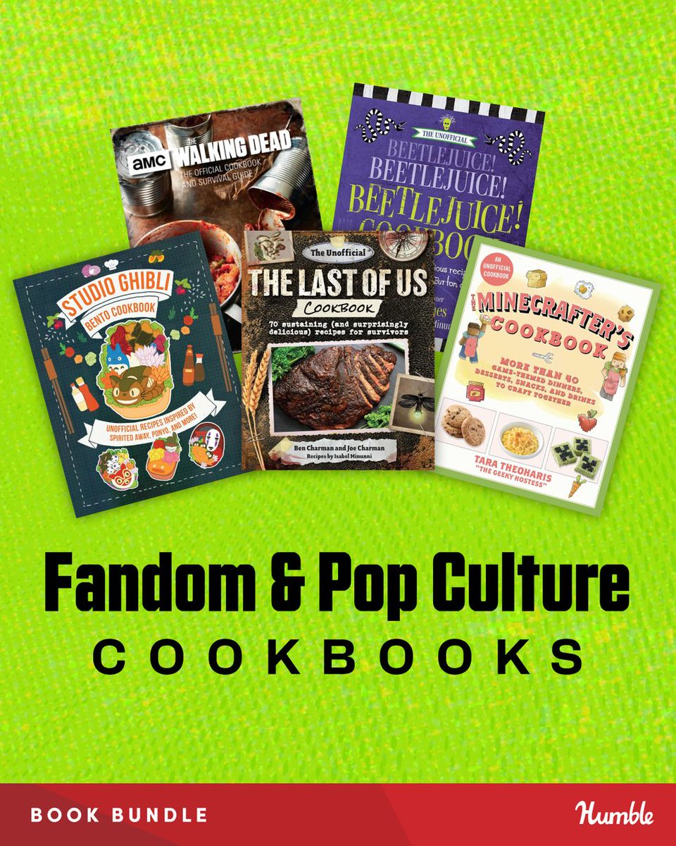 humble's tweet image. Time’s running out on The Pop Culture and Fandom Cookbooks bundle! Don’t miss out on cookbooks inspired by:
- The Last of Us
- Beetlejuice
- Minecraft
- Studio Ghibli
- and more! Supports @foodbanking | bit.ly/4lu25kU