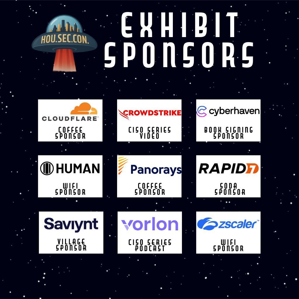 CybrSecCon's tweet image. Thank you to our Exhibit Sponsors! 

If you’re looking for a way to maximize your visibility at this year’s conference, we have 3 exhibit opportunities left. To learn more, reach out to us at info@houstonseccon.com

#HOUSECCON #LearnandDefend #Cybersecurity #Community #Sponsor