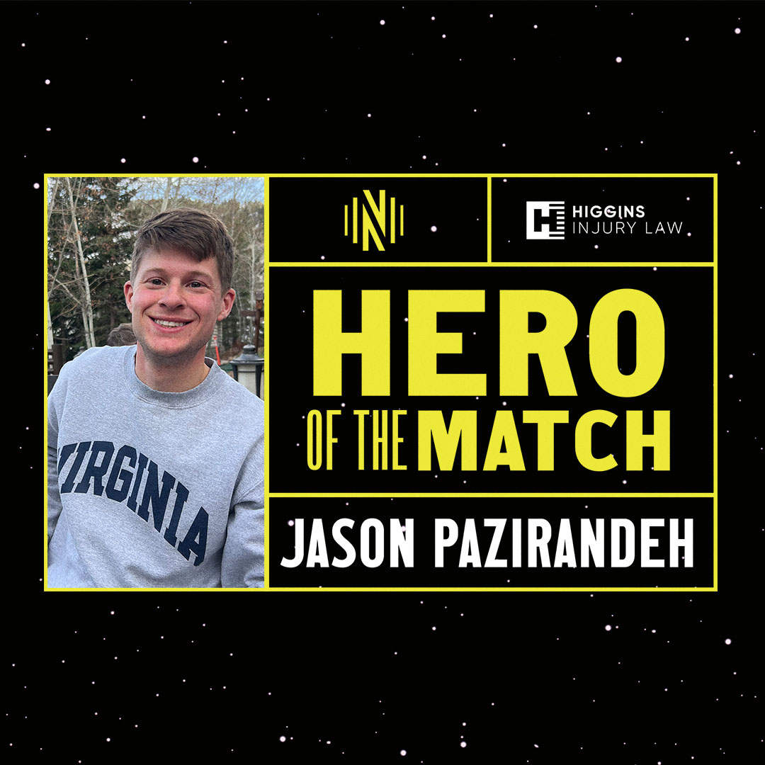 NashvilleSC's tweet image. Prior to Saturday's match, we honored Jason Pazirandeh with our Higgins Injury Law Hero of the Match 🏅