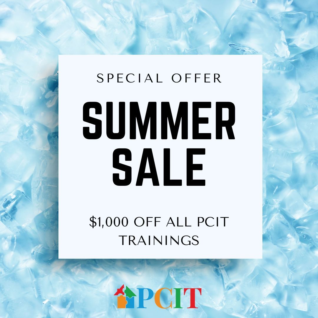 PCIT_Inc's tweet image. Only a few more weeks to take advantage of our summer sale and save $1,000 off all PCIT Trainings! Offer valid through 07/31/2025 or until seats are sold out. To see our PCIT Training calendar visit: parentchildinteractiontherapy.com/upcoming-pcit-…