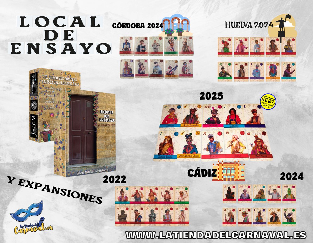 🎲☀️ ¡Este verano el entretenimiento también suena a coplas!
Juegos con sabor a Cádiz 🎭🧩
🎶 Después de Cádiz, ni hablar – Ríe, compite y canta
🃏 Local de Ensayo – Forma tu agrupación
🧩 Puzzles carnavaleros – ¡Arte en piezas!
latiendadelcarnaval.es/categoria/entr…