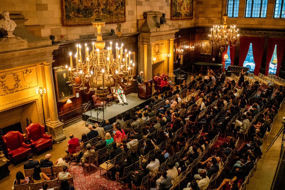 Inauguration of the Motwani Jadeja Institute for American Studies (#MJIAS) at the O.P. Jindal Global University #JGU <a href="/JindalGlobalUNI/">JGU</a>  at the Harvard Club in New York.

Consul General <a href="/binaysrikant76/">Binaya Pradhan</a>  spoke about the India-US trade, technology, and knowledge partnership &amp; how