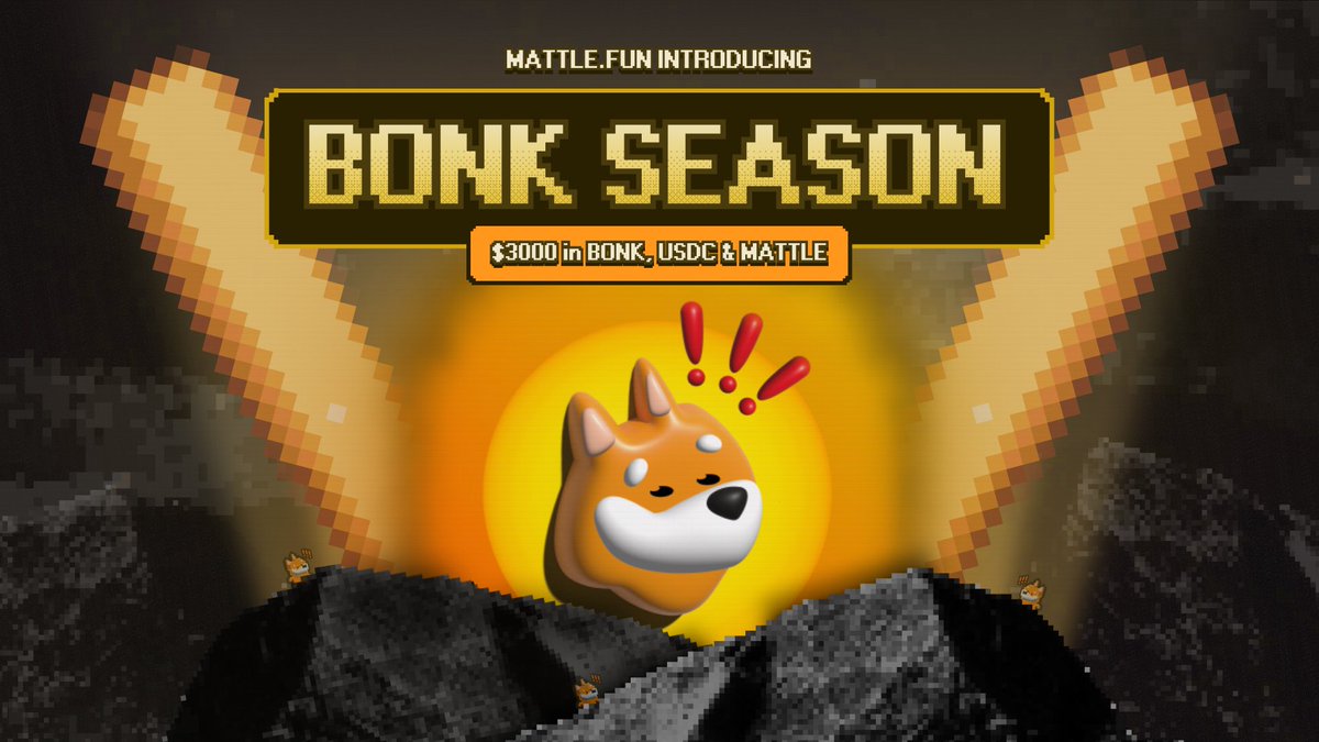 mattlefun's tweet image. 🔥 Mattle Run BONK Season - Powered by @bonk_inu
Our biggest season yet, thanks to the amazing support from $BONK, Solana’s leading memecoin!
Huge shoutout to @metasal for all your help since the beginning days!!
💰 Prize Pool: $3,000
Read more 👇