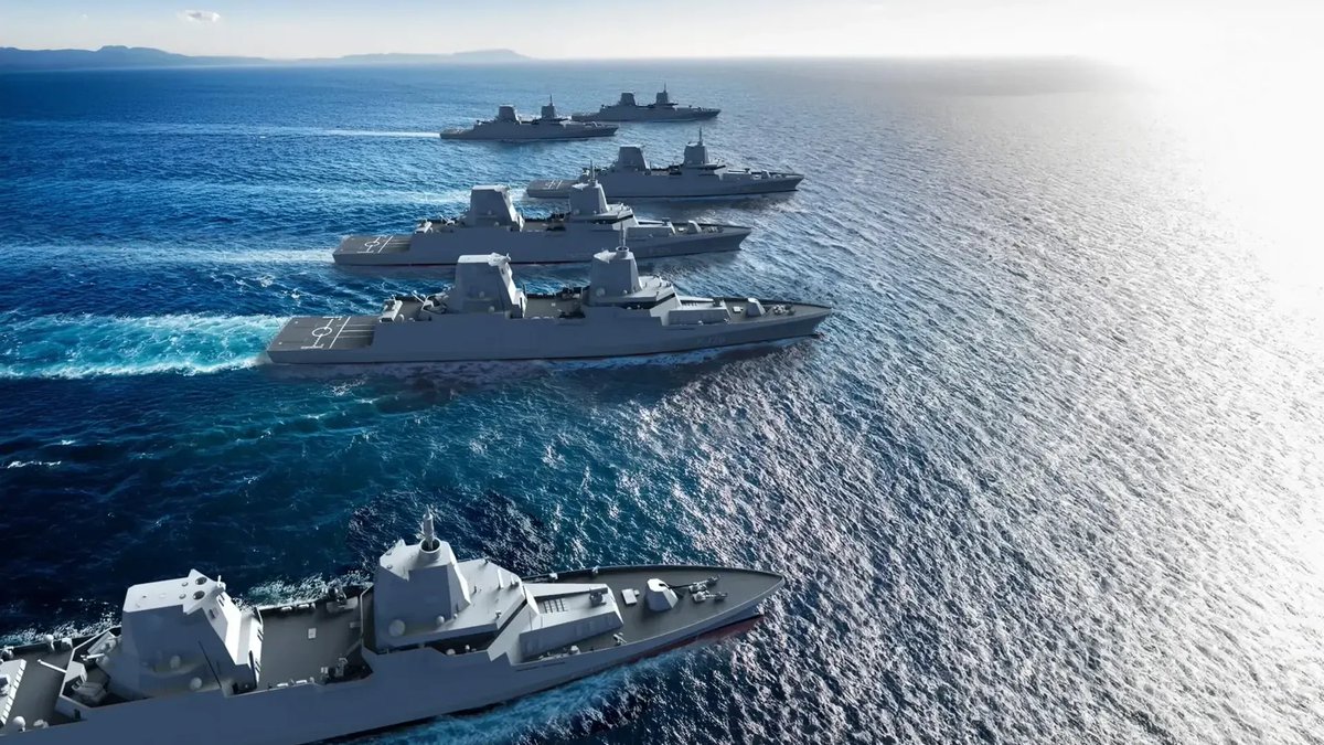 2031: der Bundeskanzler entsendet 6 Fregatten in den indischen Ozean um die deutsche Lebensader, den Seeweg zu den letzten verbliebenen Granu Fink Lagerstätten, offenzuhalten (KI-Bild, koloriert)