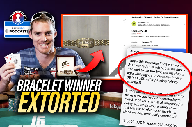 PokerNews's tweet image. 📺 | In the 907th episode of the PokerNews Podcast, @ChadAHolloway is joined by @Kyna_CooL, @MikeHoltzPoker & @whoopsboom.
The quartet discusses the story of Matt Jarvis, who lost his @WSOP gold bracelet, only for it to be bought at a police auction and offered back to him at…