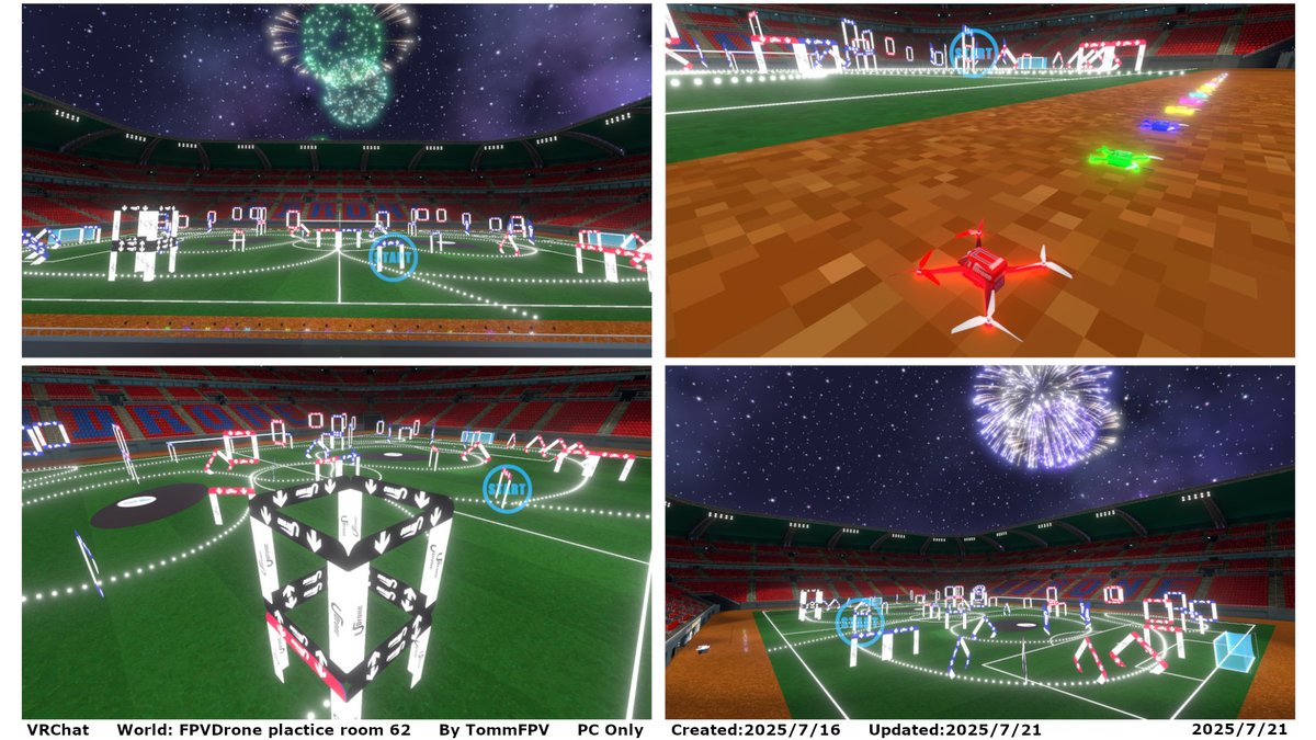 ankianokoubou's tweet image. #VRChatワールド紹介 #VRChat_World紹介
vrchat.com/home/world/wrl…
ドローンレース場が設置されたスタジアムのワールド。ドローンレースやドローンの練習に良さそうです。
World: FPVDrone plactice room 62
By TommFPV
PC Only
#VRChat
