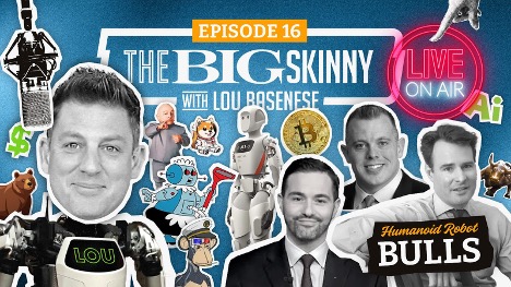 LouBasenese's tweet image. It's all about the humanoid robot hype today at 5pm ET. on 📺The Big Skinny Show 📺
@MazzaDave of @roundhill and etf $HUMN, plus my market commentary buddies @AJInsight and @MikeLeeStrategy
They say, "Robots are the future."
I say, "How far into the future???"
Three bulls,…