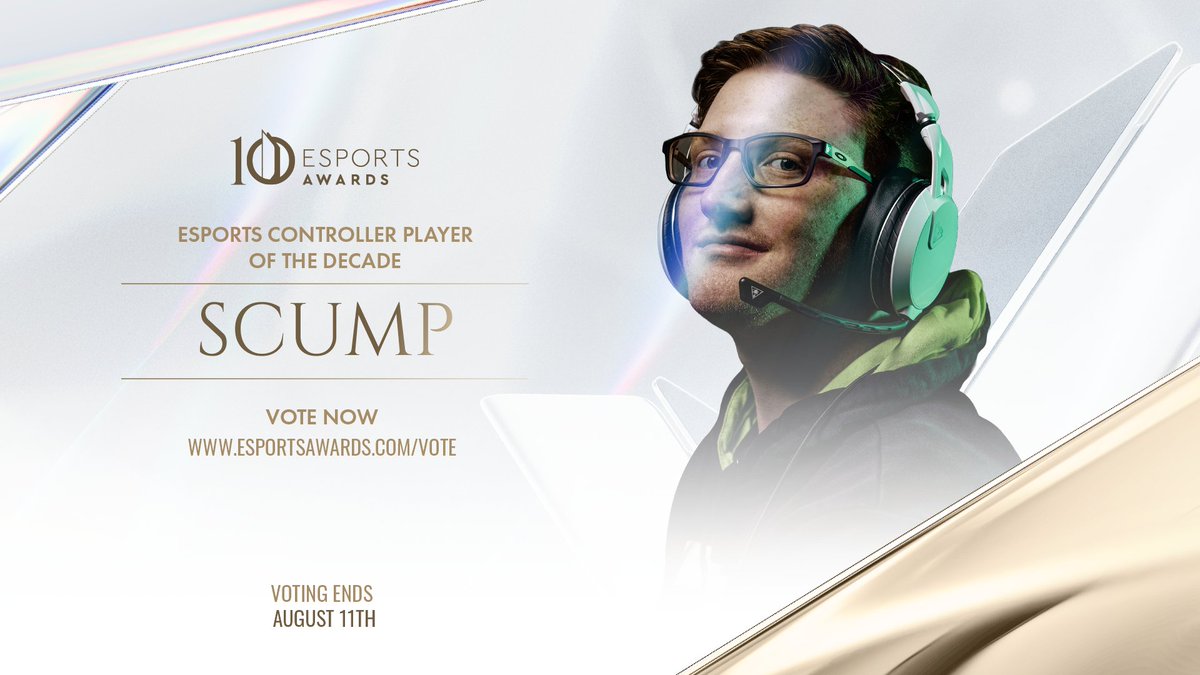 esportsawards's tweet image. Vote for your favorite nominee of the Esports Controller Player of the Decade award.
@scump
@SonicFox
@SimpXO
Remember, you can VOTE EVERY DAY, once a day.
✅ Vote now: esportsawards.com/vote/
Voting closes on August 11th