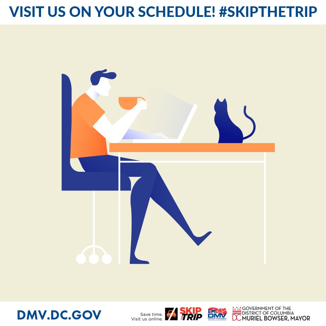 dcdmv's tweet image. Although the DC DMV Service Centers are closed on Mondays, there's still a long list of things you can accomplish from the comfort of your own home! 📲 💻 #SkipTheTrip and visit us on your schedule. Find out more: dmv.dc.gov/service/dc-dmv…