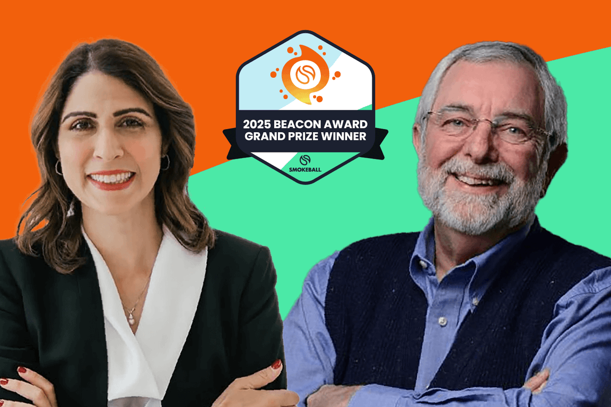 Congratulations to Najla Abu-Shaaban and Jim Fine, Smokeball's 2025 Beacon Award winners! 🎉  

Learn more about this year's incredible awardees: smokeball.com/blog/2025-beac… 🌟

#SmokeballCommunityHero