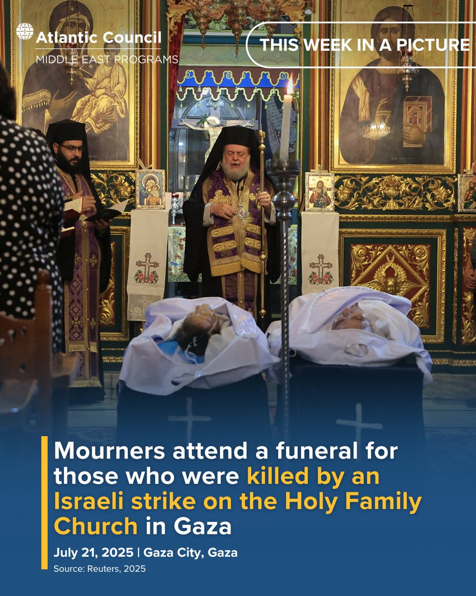 ACMideast's tweet image. An Israeli strike hit Gaza’s only Catholic church, killing three people and wounding 10 others. Pope Leo has since renewed calls for an immediate ceasefire in the Strip as leaders from the Catholic and Greek Orthodox Churches visited the location last Thursday.