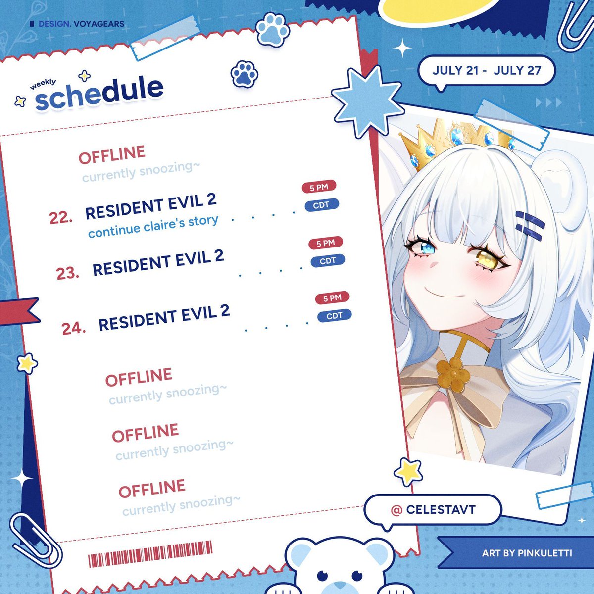 Celesta_VT's tweet image. stream schedule for this week! π»ββοΈ π
due to work i can't stream on friday, but i'll be making it up on thursday.