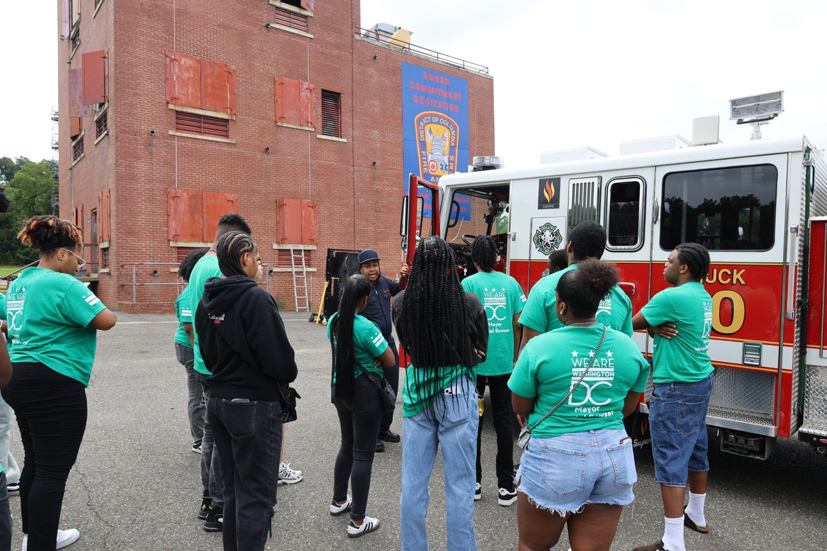 ServeDC's tweet image. Participants in ServeDC's Summer Youth Emergency Preparedness Academy (SYEPA) toured the DC Fire and EMS Training Academy. This year's cohort got a firsthand look at how our first responders operate and learned valuable lessons about emergency response and public safety.
