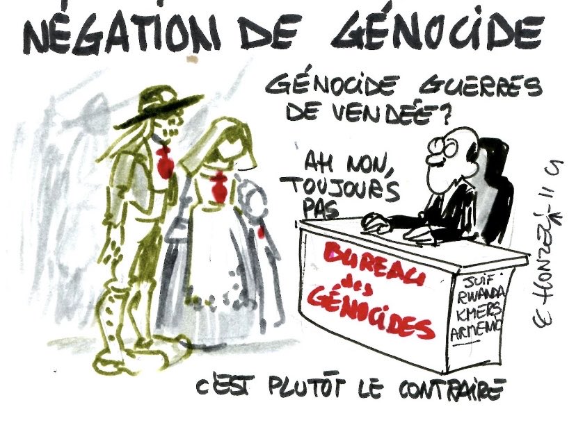 SaintMontjoie's tweet image. « Les pires atrocités, rapportées par les révolutionnaires eux-mêmes, sont commises: aux Ponts-de-Cé ils tannent la peau des Vendéens afin d'en faire des culottes de cheval destinées aux officiers ; à Angers, ils coupent les têtes pour les disséquer ; aux Herbiers, ils jettent…
