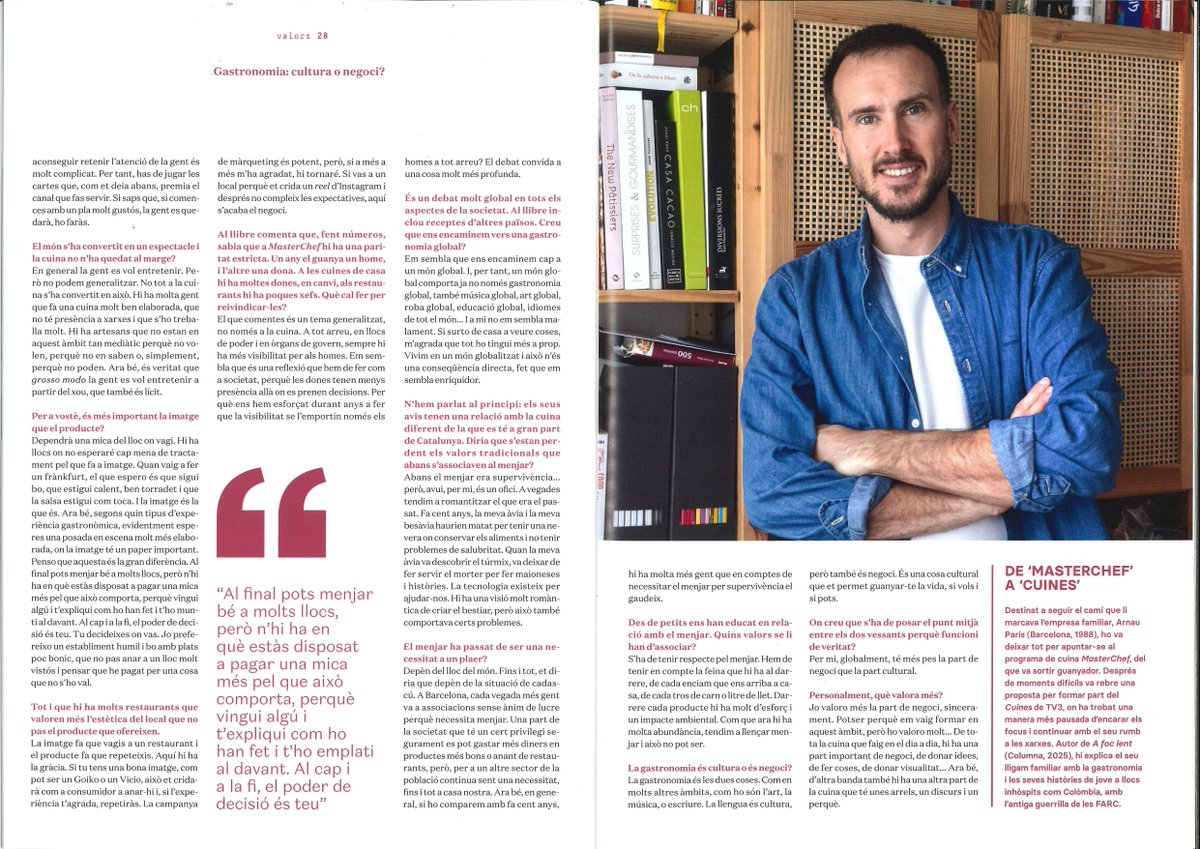 Columna (@columnaedicions) on Twitter photo 🍴«Hi ha una altra part de la societat que busca la gastronomia més original a escala catalana.»
📰 A la <a href="/revistavalors/">Revista Valors. Filosofia de l'actualitat.</a> entrevisten l'#ArnauParís, qui ha publicat ‘A foc lent’: 🍴«Hi ha una altra part de la societat que busca la gastronomia més original a escala catalana.»
📰 A la <a href="/revistavalors/">Revista Valors. Filosofia de l'actualitat.</a> entrevisten l'#ArnauParís, qui ha publicat ‘A foc lent’: