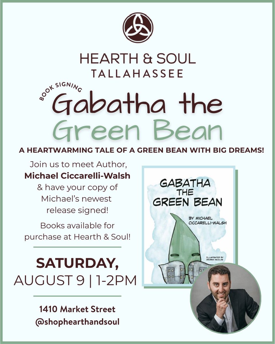 Launch day is fast approaching! Join me at Hearth &amp; Soul on Saturday, August 9, to get your signed copy of Gabatha the Green Bean (plus, you get to hang out with me and the *real* Gabatha). See you there!